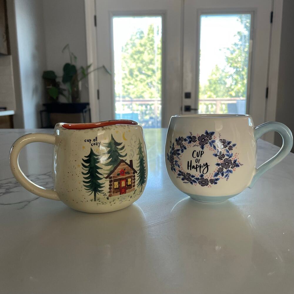 Natural Life Mugs Bundle of TWO Cup of Cozy Cup of Happy